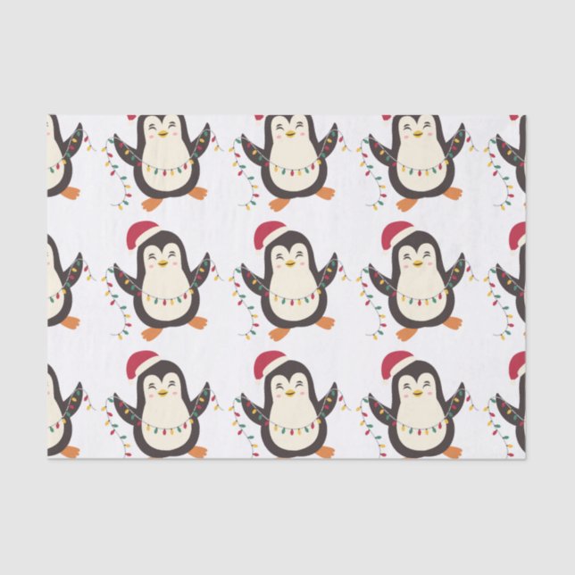 Papel De Seda Pinguim de Natal (Frente )