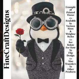 Papel De Seda Pinguim de Terno + Rosa Vermelha AH5Z Decoupage