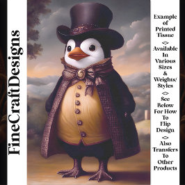 Papel De Seda Pinguim Elegante Fofo, Casaco e Cartola BG9 Decoup