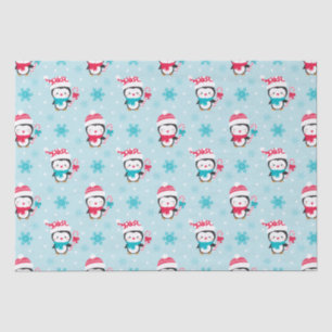 Papel De Seda Pinguim Inverno Cachorro de Natal