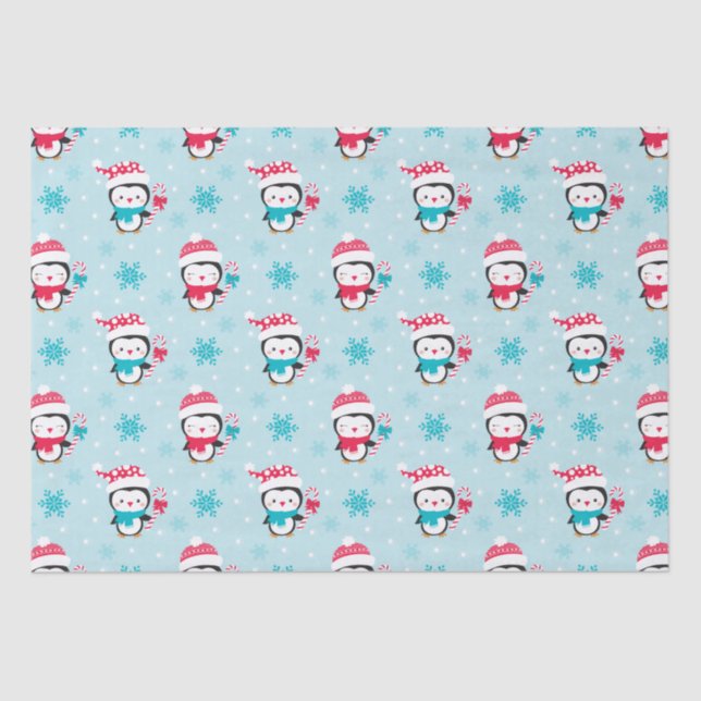 Papel De Seda Pinguim Inverno Cachorro de Natal (Frente )