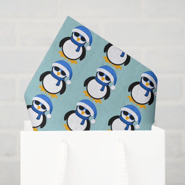 Papel De Seda Pinguim legal bonito, padrão de inverno de Natal a (Sacola de presentes)