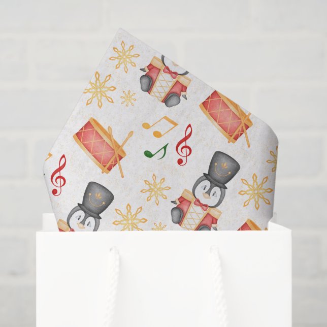 Papel De Seda Pinguim Pingueiro Noivo de Natal Vermelho (Sacola de presentes)