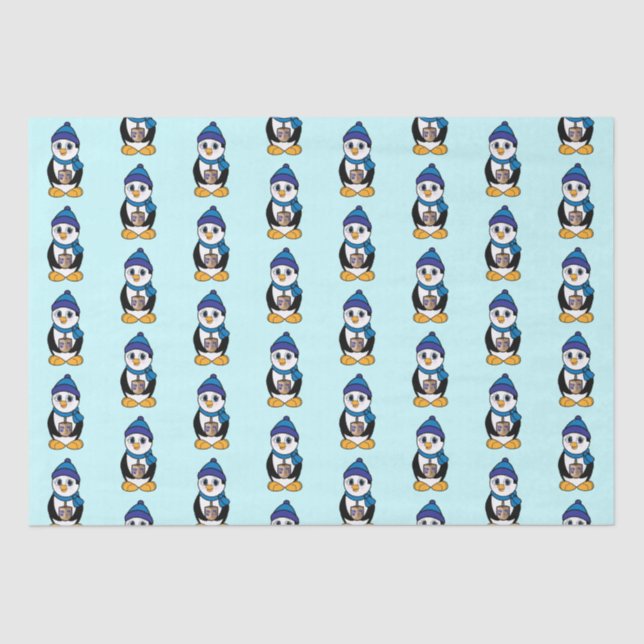 Papel De Seda Pinguim segurando um sonho em Hanukkah (Frente )