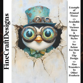 Papel De Seda Pinguim Steampunk Espiando por um Buraco AZ8 Decou