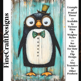 Papel De Seda Pinguim Steampunk Fofo e Caprichoso com Chapéu BR9