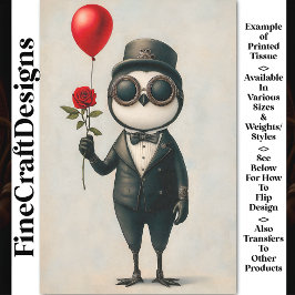 Papel De Seda Pinguim Steampunk, Rosa Vermelha, Balão AJ1 Decoup