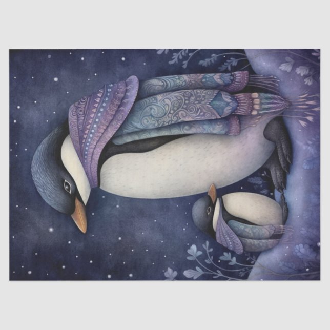 Papel De Seda Pinguins Boho Mystical Art (Frente )