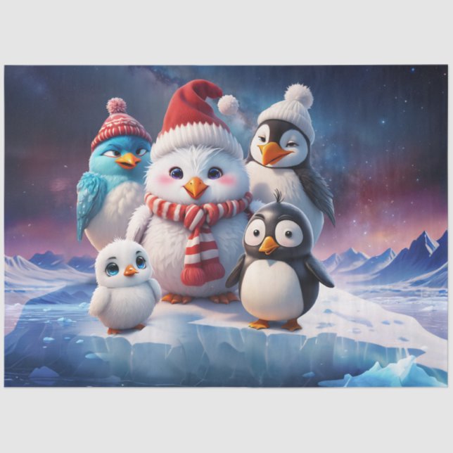 Papel De Seda Pinguins bonitos estilo cartoon, amigos. (Frente )