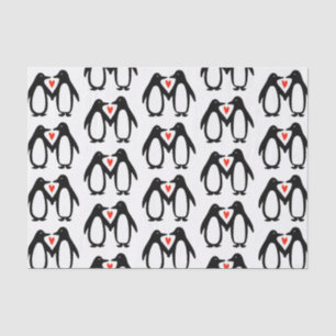 Papel De Seda Pinguins bonitos no Dia de os namorados do Amor, A