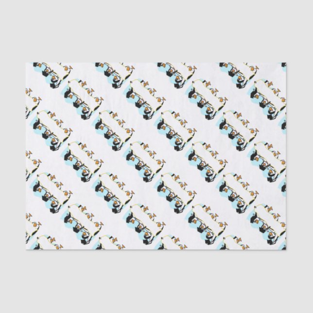 Papel De Seda Pinguins de dança felizes com faixa (Frente )