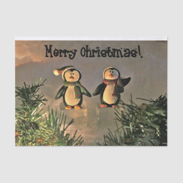Papel De Seda Pinguins de Natal (Frente )
