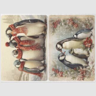 Papel De Seda Pinguins de Natal