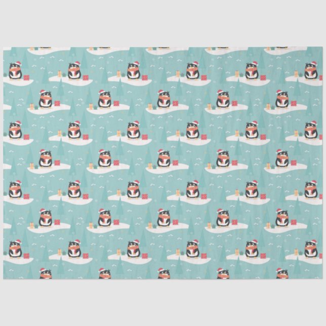 Papel De Seda Pinguins de Natal (Frente )