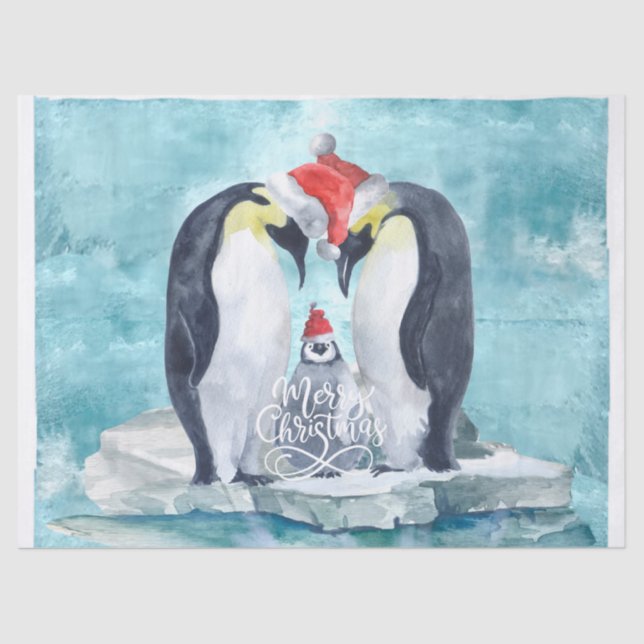 Papel De Seda Pinguins de Natal (Frente )