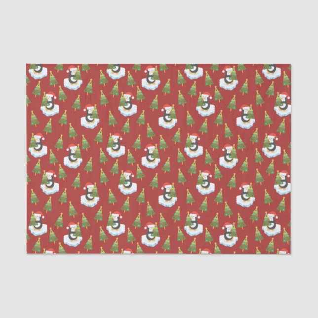 Papel De Seda Pinguins Para o Natal  (Frente )