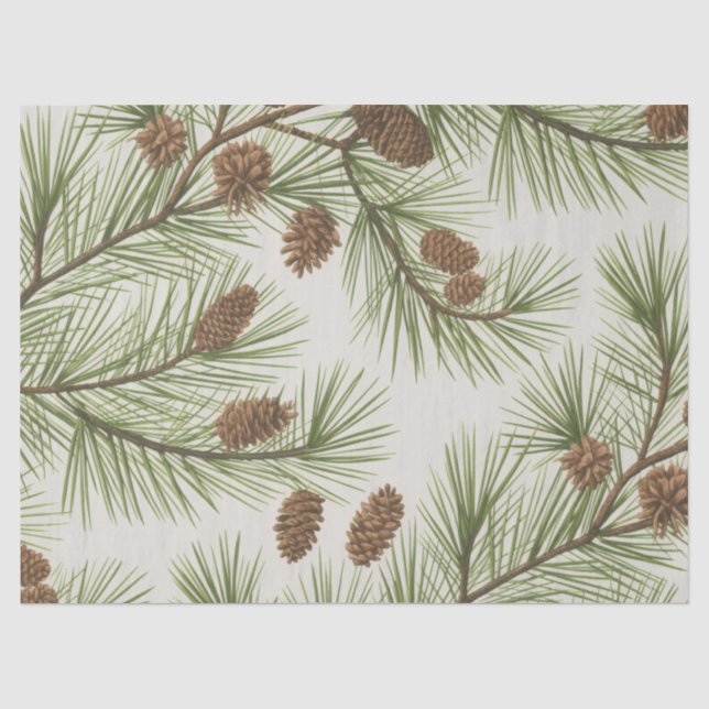 Papel De Seda Pinhas e Galhos de Natal Alegres e na Moda     (Frente )