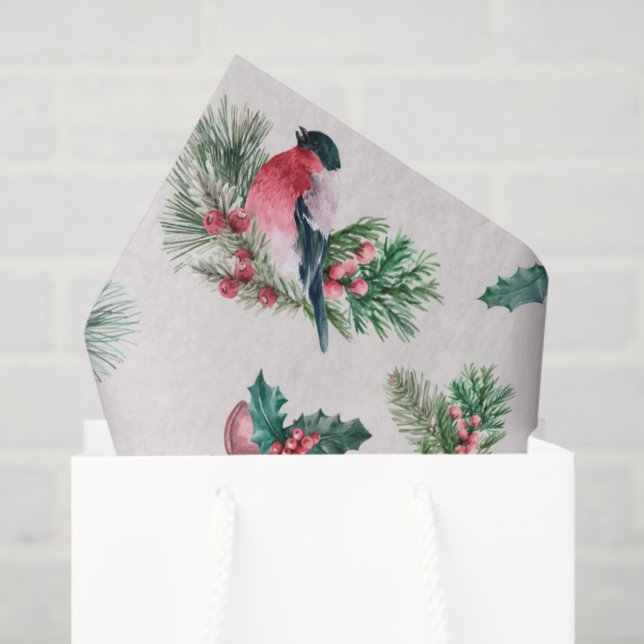 Papel De Seda Pinheiro Holly de Natal Natal Chic (Sacola de presentes)