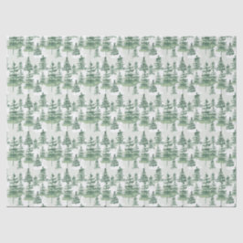 Papel De Seda Pinheiros com Aquarela Moderna, Natal
