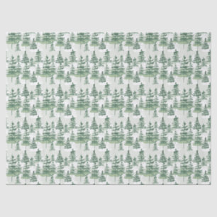 Papel De Seda Pinheiros com Aquarela Moderna, Natal