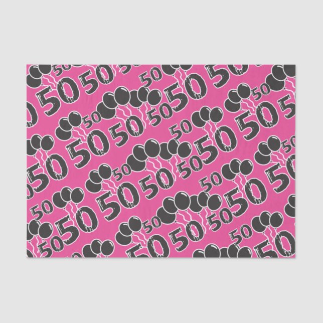 Papel De Seda PINK 50th Birthday Tissue Paper (Frente )