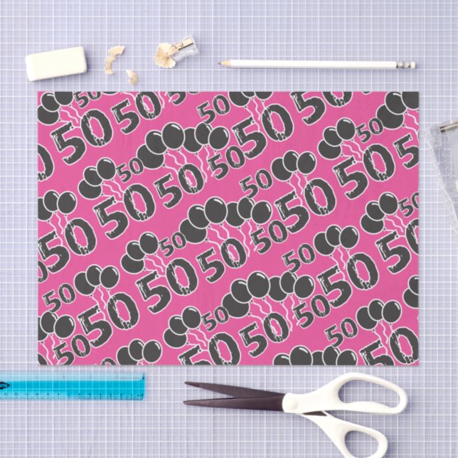 Papel De Seda PINK 50th Birthday Tissue Paper (Arte )