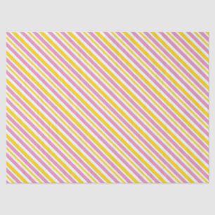 PAPEL DE SEDA PINK AMARELO FITAS DE DIAGONAL BRANCO