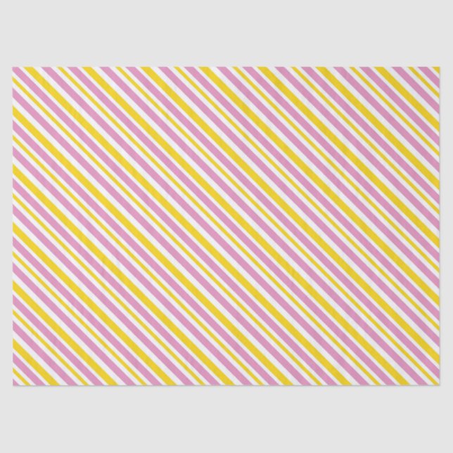 PAPEL DE SEDA PINK AMARELO FITAS DE DIAGONAL BRANCO (Frente )