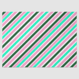 Papel De Seda Pink and Green Christmas Candy Stripes 
