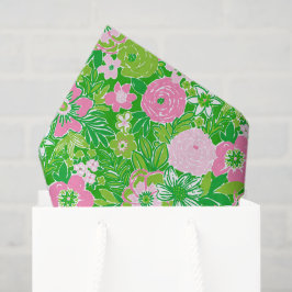 Papel De Seda Pink and Green Preppy Palm Beach Floral