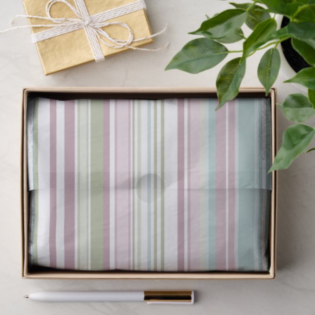 Papel De Seda Pink, Aqua, mint, spring rain and mauve stripes (Presente)