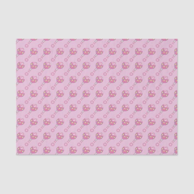 Papel De Seda Pink Baby Rattle Patterno (Frente )