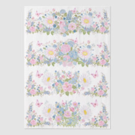 Papel De Seda Pink & Blue Floral & Butterfly Decoupage Paper