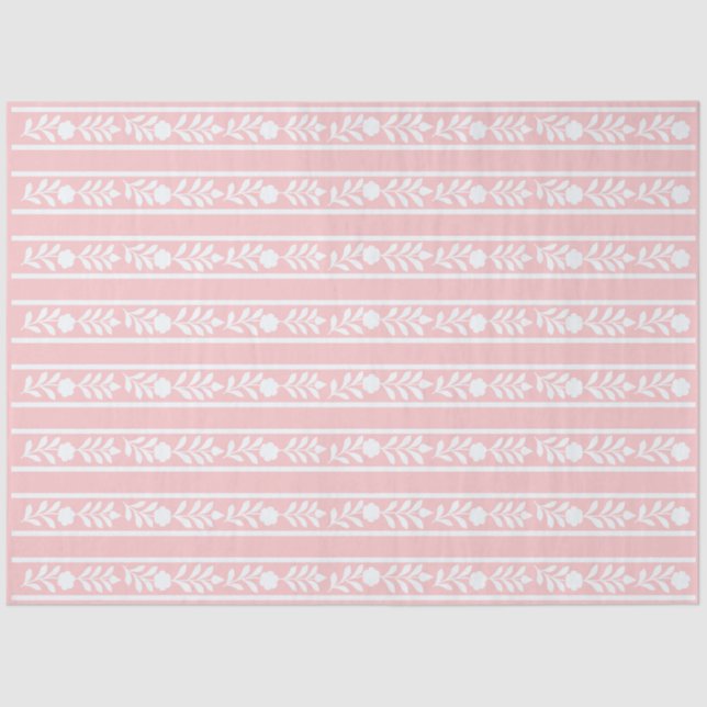 Papel De Seda Pink Bone Inlay Floral Border Decoupage Paper (Frente )