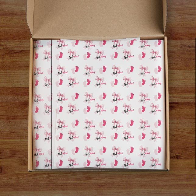 Papel De Seda Pink Bow Girl Mom Ribbon Cute Baby Shower (Criador carregado)