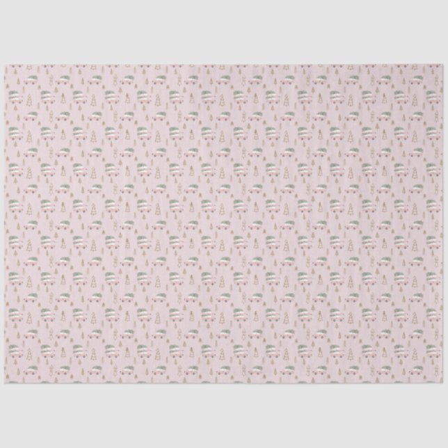 Papel De Seda Pink Christmas Tissue paper (Frente )