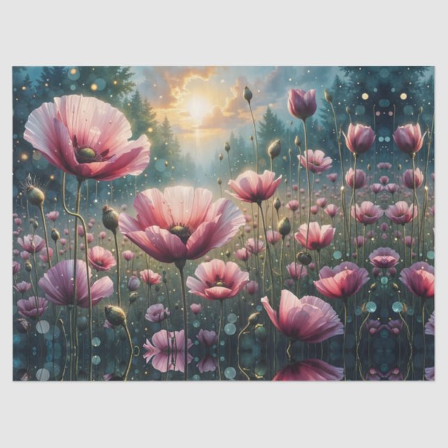 Papel De Seda Pink Cosmos Sunrise Landscape (Frente )