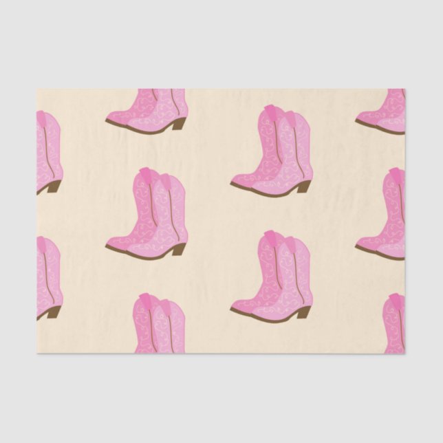 Papel De Seda Pink Cowgirl Cowboy Boots Country Texas Ranch (Frente )