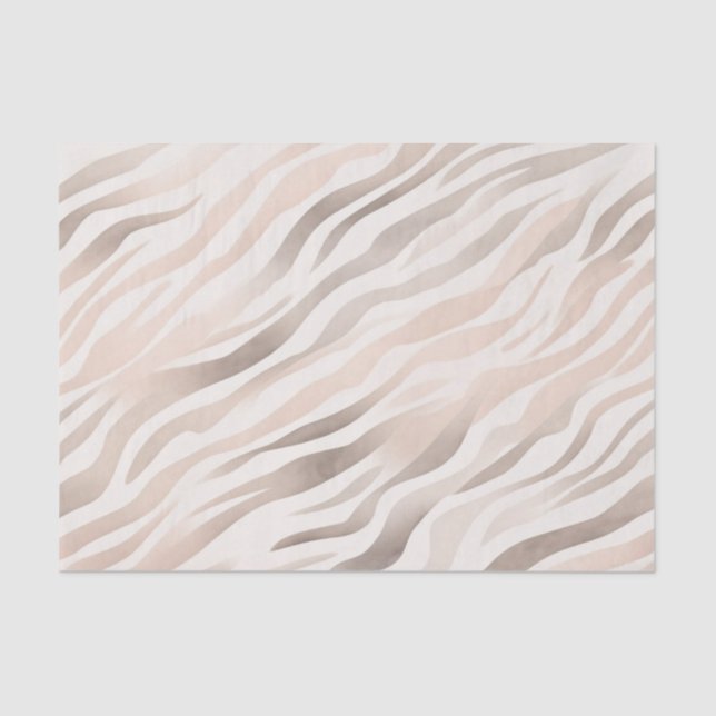 Papel De Seda Pink Cream Beige Zebra Animal Print (Frente )