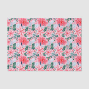 Papel De Seda Pink e Poinsettias de Natal Verdes