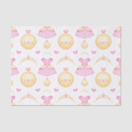 Papel De Seda Pink Elegante e Dourada Watercolor Princesa Tiara
