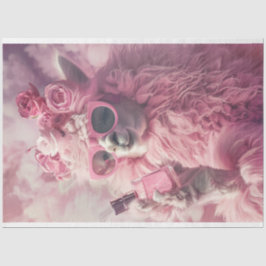 Papel De Seda Pink Feathery Llama com Perfume Decoupage