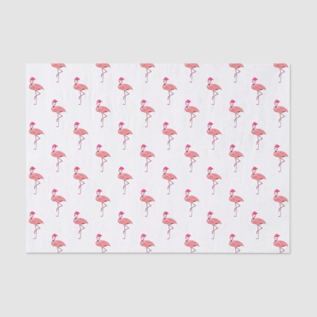 Papel De Seda Pink Flamingo Santa Claus (Frente )