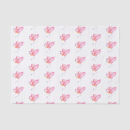 Papel De Seda Pink Flamingo Watercolor Patterna Beach