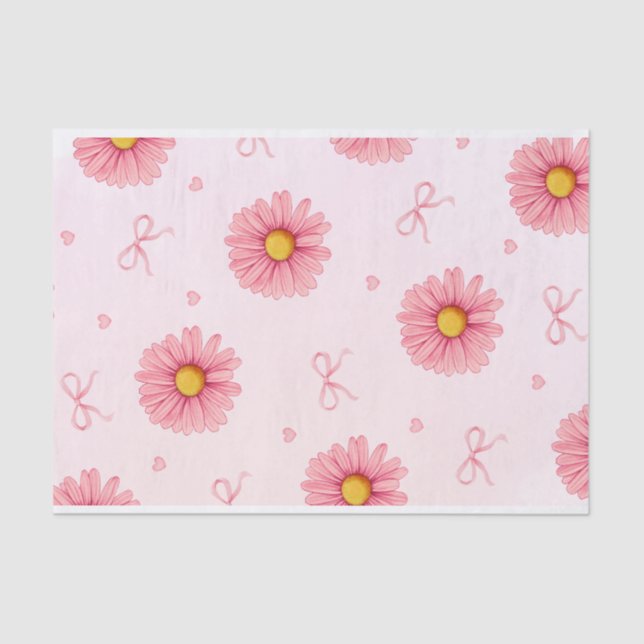 Papel De Seda Pink flowers, bows, and hearts (Frente )