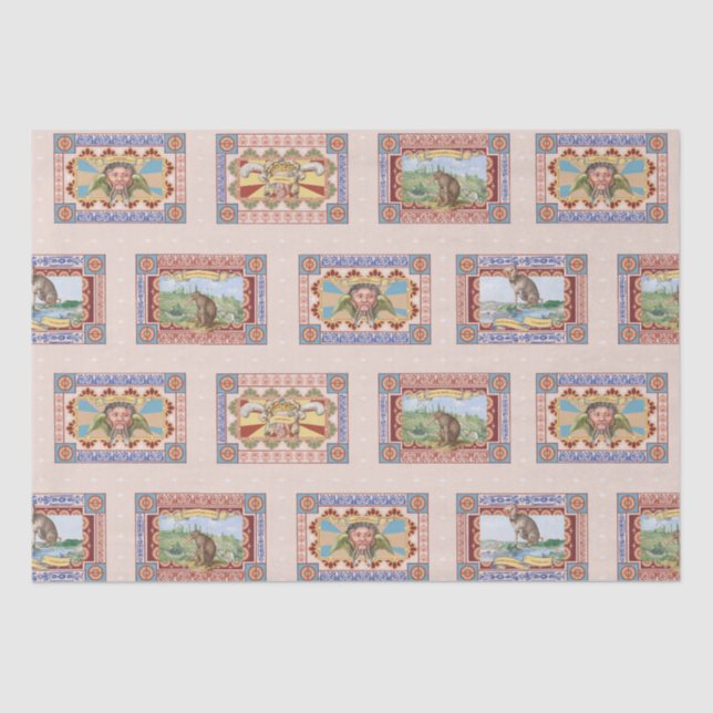 Papel De Seda Pink French Quirky Animal Print Polaroï d | Lâmpa (Frente )