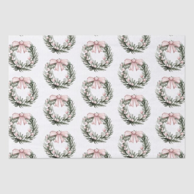 Papel De Seda Pink Green Wreath Natal (Frente )