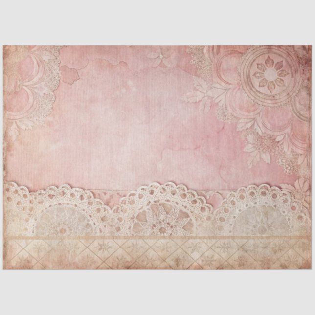 Papel De Seda Pink Grunge Handmade Lace Decoupage (Frente )
