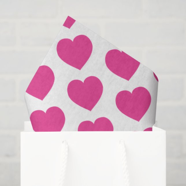 Papel De Seda Pink Heart Modern Sweet Love Notes Fun (Sacola de presentes)