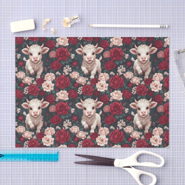 Papel De Seda Pink Highland Cow Yarn Rose (Arte )